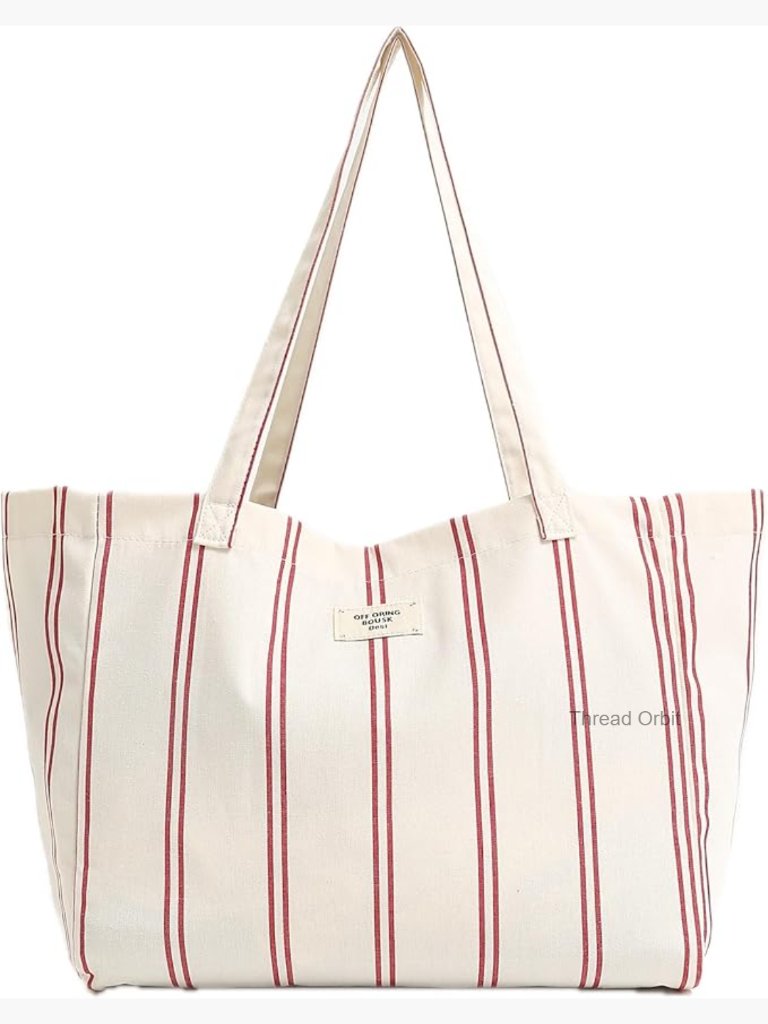 Large Canvas Tote Bag With Zipper Pocket Fits 15 Laptop Travel Beach Gym